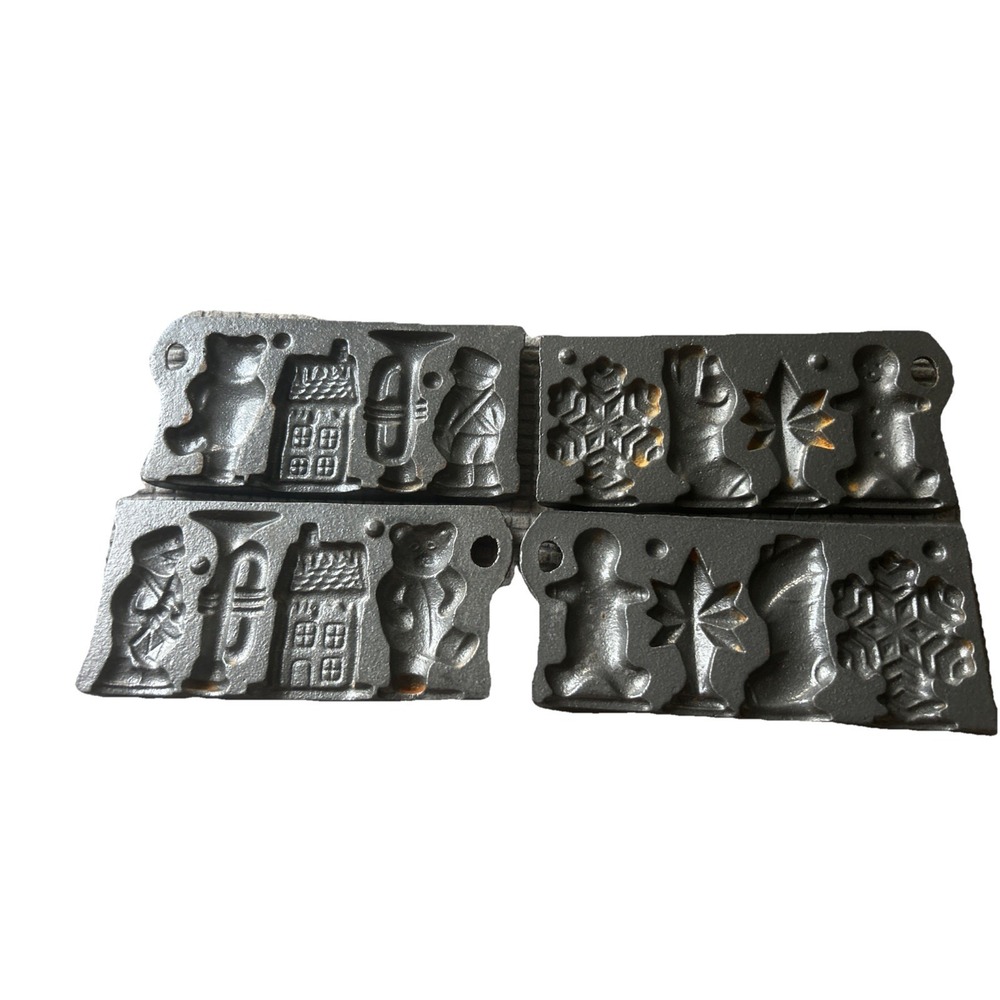 John Wright Cast Iron Candy Mold Christmas Gingerbreas Snowflake Drummer Boy